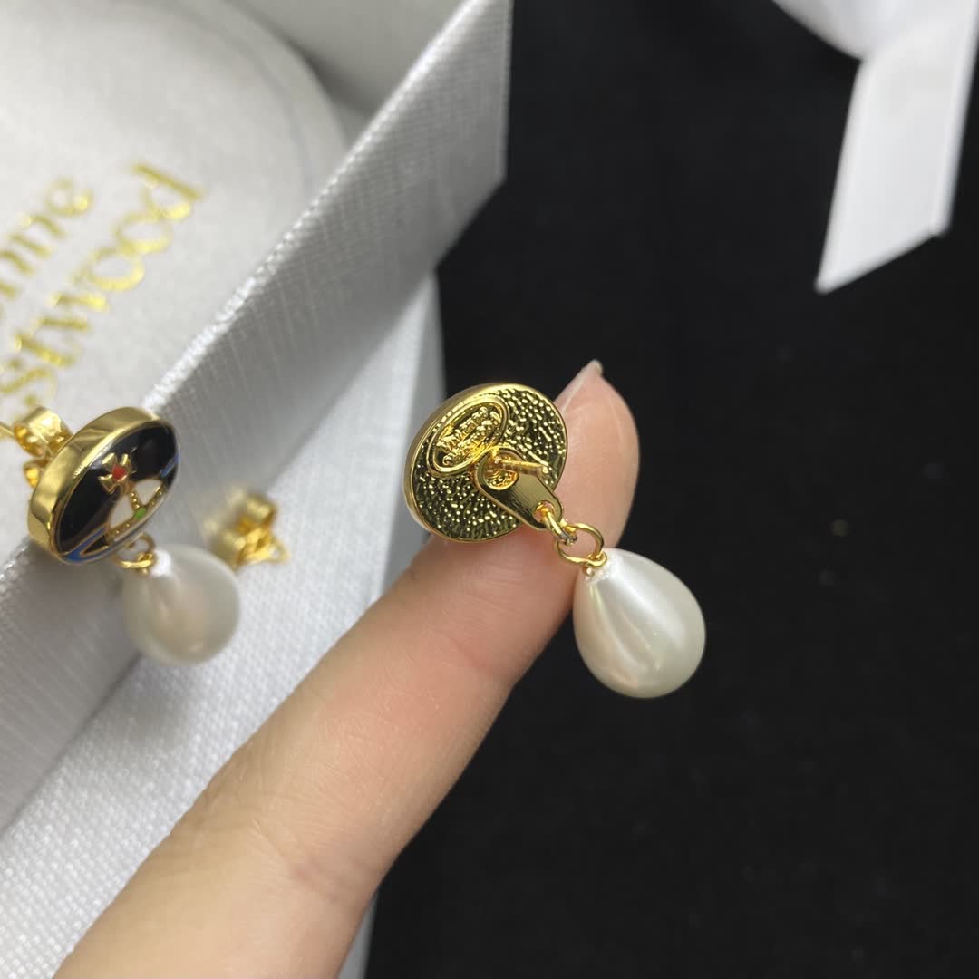 Vivienne Westwood Gold and Pearl Drop Earrings